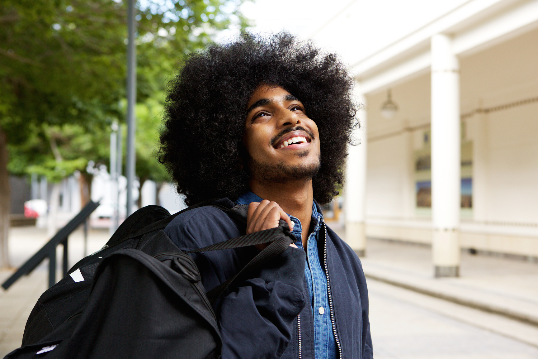 Smiling Black Student with Afro
